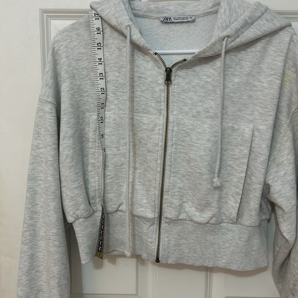 Zara Gray Zip-Up Hoodie Jacket size large cotton blend - Picture 7 of 7